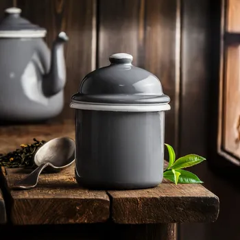 Dóza na potraviny Smaltovaná dóza / nádoba na sypké potraviny OLKUSKIE WYROBY EMALIOWANE 0,35 l OWE Grey