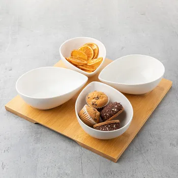 Porcelánové misky na dipy a svačiny na stojanu FLORINA ADRIA 4 ks.