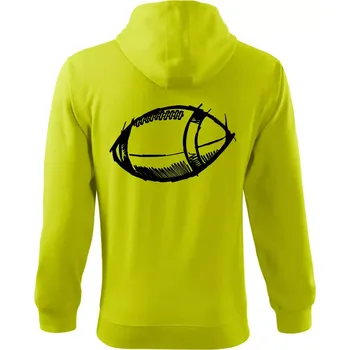 Pánská mikina Americký fotbal míč skica - Mikina s kapucí na zip trendy zipper - L ( Limetková )