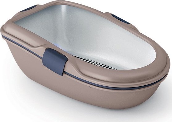 Toaleta pro kočky Cathy, kočičí WC s klapkou, ocelově modrá