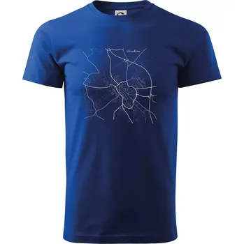 Pánské tričko Černobílá mapa Chrudim - Triko extra velké (5-8XL) - 6XL ( Královská modrá )