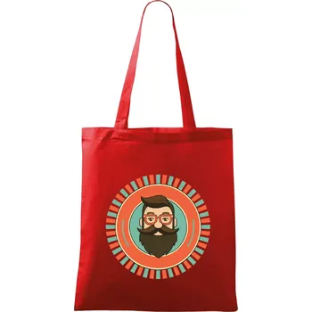 Nákupní taška Plnovous v kruhu - Taška bavlněná - 42 x 38 cm ( Červená )