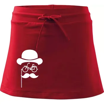Dámská sukně Mustache kolo - Sportovní sukně - two in one - S ( Červená )