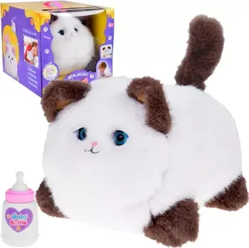 plyšák Jokomisiada Interaktivní plyšová kočka - mňouká, pohybuje očima bílá