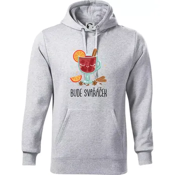 Pánská mikina Bude svařáček - sklenička - Mikina pánská Cape s kapucí - 4XL ( Světlešedý Melír )