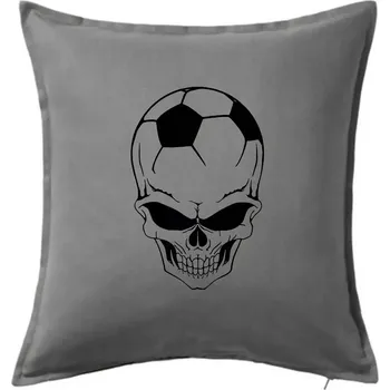 Polštář Fotbal lebka míč - Polštář 50x50 - 50x50 - Včetně výplně ( Tmavě šedý melír )