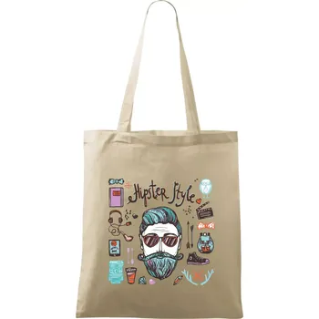 Nákupní taška Hipster style - Taška bavlněná - 42 x 38 cm ( Naturální )