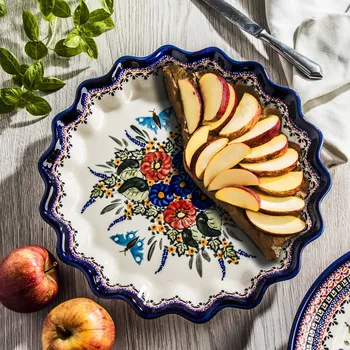 Forma na pečení BOLESŁAWIEC GU-1332 DEK. 149 ART. 32 cm - keramická koláčová forma na pečení