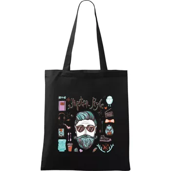 Nákupní taška Hipster style - Taška bavlněná - 42 x 38 cm ( Černá )