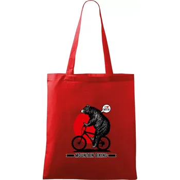 Nákupní taška MTB medvěd - Taška bavlněná - 42 x 38 cm ( Červená )