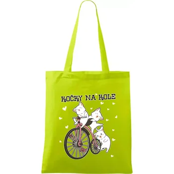 Kočky na kole - Taška bavlněná - 42 x 38 cm ( Limetková )