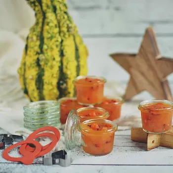 Zavařovací sklenice Zavařovací sklenice WECK Mini-Sturz 35 ml 12 ks. - mini zavařovací sklenice a skleněné sklenice na med s víčky a příslušenstvím