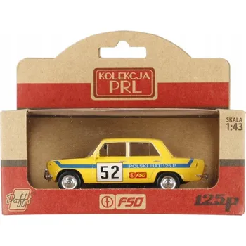 autíčko FIAT 125p ZÁVODNÍ VERZE MODEL KOVOVÝ PRL 1:43 ŽLUTÝ