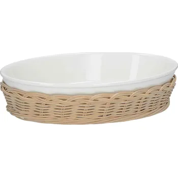 Nákupní košík LA PORCELLANA BIANCA Midollino 30 x 20 cm - proutěný košík / podložka pod tepelně odolnou nádobu na zapékání