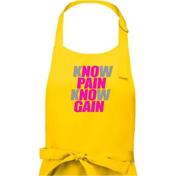 Kuchyňská zástěra Know Pain, Know Gain - Pánská zástěra na vaření - Univerzální velikost ( Žlutá )