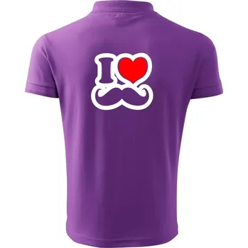 Pánská košile i love mustache - obrys - Polokošile pánská Pique Polo 203 - XL ( Fialová )