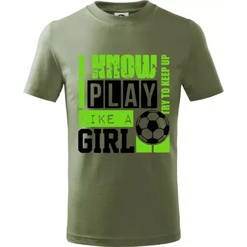 Play girl - Tričko dětské bavlněné - 104-110cm / 3-4 roky ( Khaki )