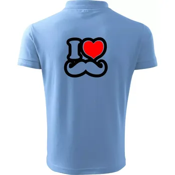 Pánská košile i love mustache - obrys - Polokošile pánská Pique Polo 203 - S ( Pyžamově světlá modrá )
