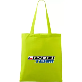 Czech team s vlajkou - Mistrovství světa v ledním hokeji 2026 - Taška bavlněná - 42 x 38 cm ( Limetková )