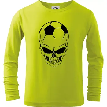 Dětská móda Fotbal lebka míč - Triko dětské Long Sleeve - 158 cm/12 let ( Limetková )