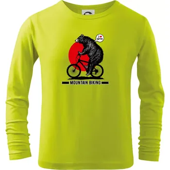 MTB medvěd - Triko dětské Long Sleeve - 122 cm/6 let ( Limetková )