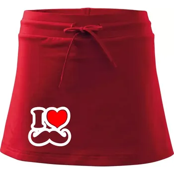 Dámská sukně i love mustache - obrys - Sportovní sukně - two in one - M ( Červená )