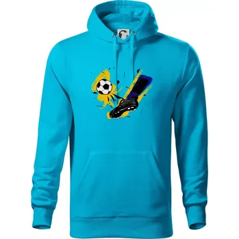 Pánská mikina Kopačka s míčem - Mikina pánská Cape s kapucí - 5XL ( Světlý tyrkys )