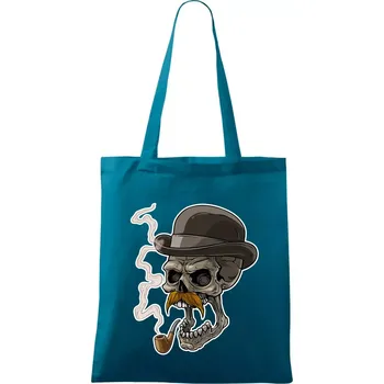 Lebka s knírkem - Taška bavlněná - 42 x 38 cm ( Petrolejová )
