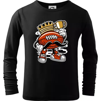 Chlapecké tričko Americanos fotbal král - Triko dětské Long Sleeve - 146 cm/10 let ( Černá )