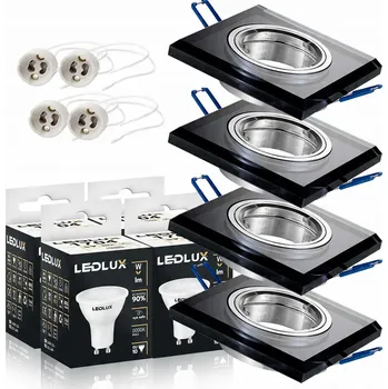 Žárovka 4x Halogenové skleněné čtvercové svítidlo + LED žárovka GU10 6,5W 3 BARVY