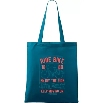 Ride Bike enjoy the ride - Taška bavlněná - 42 x 38 cm ( Petrolejová )