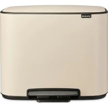 Odpadkový koš BRABANTIA Bo 23 + 11 l béžový - koš na třídění odpadu z nerezové oceli dvoukomorový s pedálem