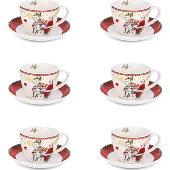 Filiżanki do kawy i herbaty porcelanowe ze spodkami MAGIC CHRISTMAS 400 ml 6 ks