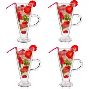 Sklenice Dvoustěnné skleněné termo sklenice na kávu a čaj THERMAL CUP 270 ml 4 ks