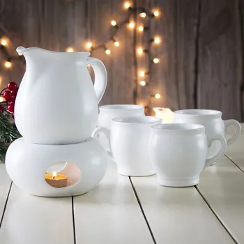 Kameninová sada na svařené víno KERA CERAMIKA BÍLÁ ORAWA 6 ks