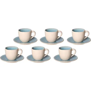 Kameninové šálky na espresso s podšálky ROSE TULIPANI CONCERTO FUSE AZZURRO 90 ml 6 ks.