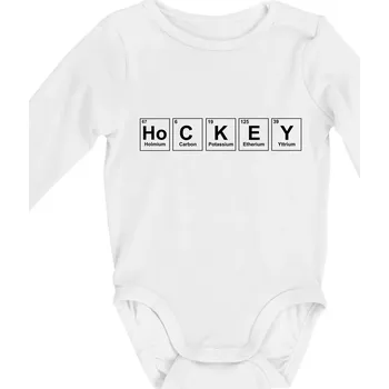 Hockey - periodická tabulka - Body kojenecké s dlouhým rukávem - Dlouhý r. do 3 měs ( Bílá )