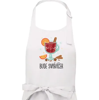 Kuchyňská zástěra Bude svařáček - sklenička - Dámská zástěra na vaření - Univerzální velikost ( Bílá )
