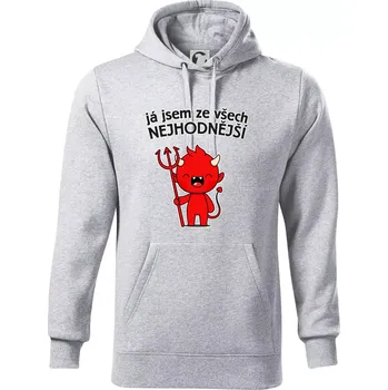 Pánská mikina Já jsem ze všech nejhodnější - Mikina pánská Cape s kapucí - M ( Světlešedý Melír )