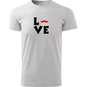 Pánské tričko Love mustache - Triko extra velké (5-8XL) - 6XL ( Světlešedý Melír )
