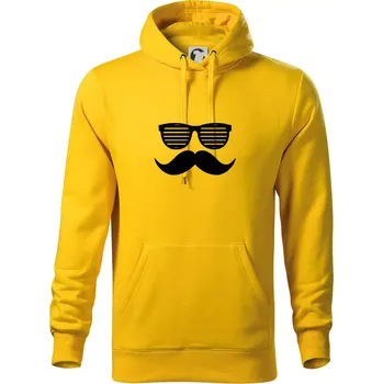 Pánská mikina Mustache brýle - Mikina pánská Cape s kapucí - L ( Žlutá )