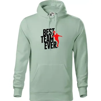 Pánská mikina Best team ever - Mikina pánská Cape s kapucí - 4XL ( Sage )
