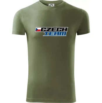 Pánské oblečení Czech team s vlajkou - Mistrovství světa v ledním hokeji 2025 - Viper FIT - Pánské zůžené tričko - 3XL ( Khaki )