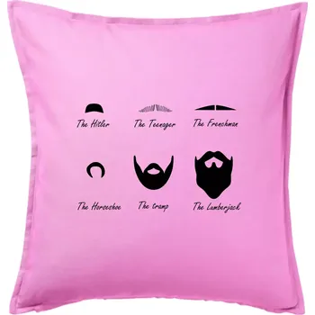 Polštář Mustache types of mustache - Polštář 50x50 - 50x50 - Pouze potah ( Růžová )