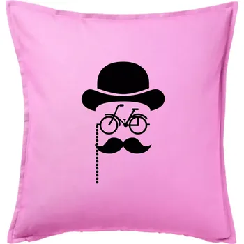 Polštář Mustache kolo - Polštář 50x50 - 50x50 - Pouze potah ( Růžová )