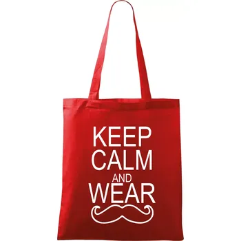 Keep calm and wear mustache - Taška bavlněná - 42 x 38 cm ( Červená )