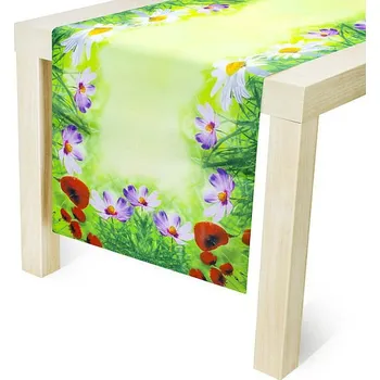 ubrus Polyesterový běhoun na stůl odolný proti skvrnám JEDEKA MILANO POPPY zelený 50 x 100 cm