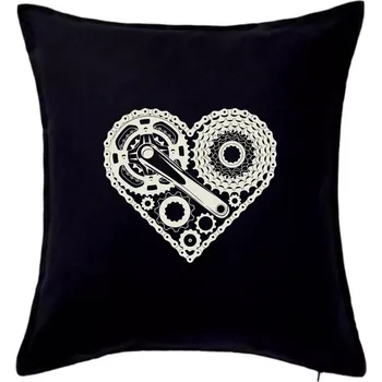 Polštář Srdce plné cyklo dílů - Polštář 50x50 - 50x50 - Pouze potah ( Černá )