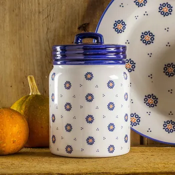 Dóza na potraviny FOLKLOR KÓŁKA KREMOWY keramická nádoba na potraviny 0,9 l