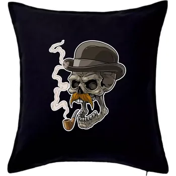 Polštář Lebka s knírkem - Polštář 50x50 - 50x50 - Pouze potah ( Černá )